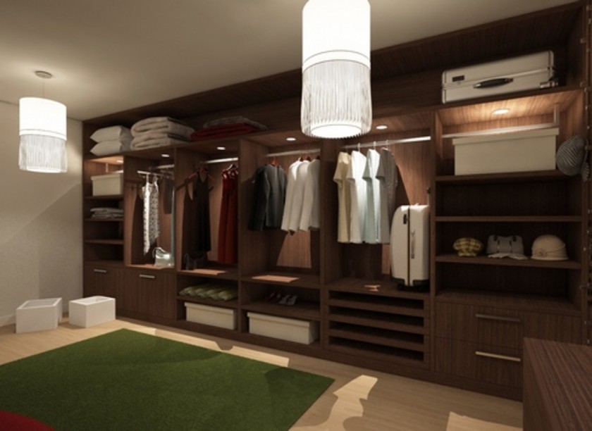 Классическая гардеробная комната из массива с подсветкой Михайловка