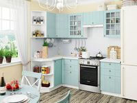Небольшая угловая кухня в голубом и белом цвете Михайловка