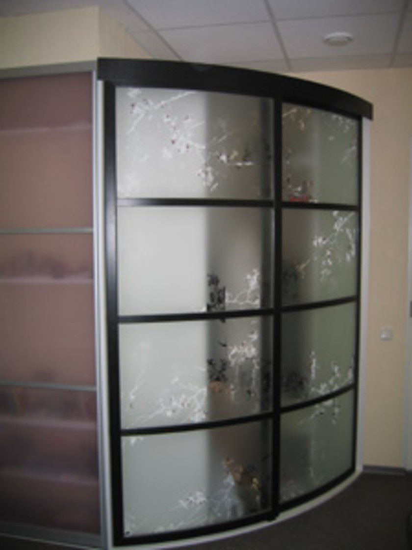 Шкаф купе радиусный с рисунком на стекле Михайловка